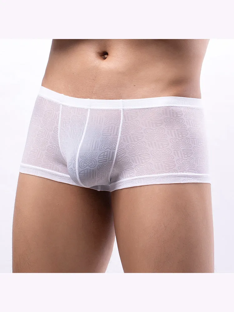 4 Pack Men's Sexy Breathable Jacquard Trunks