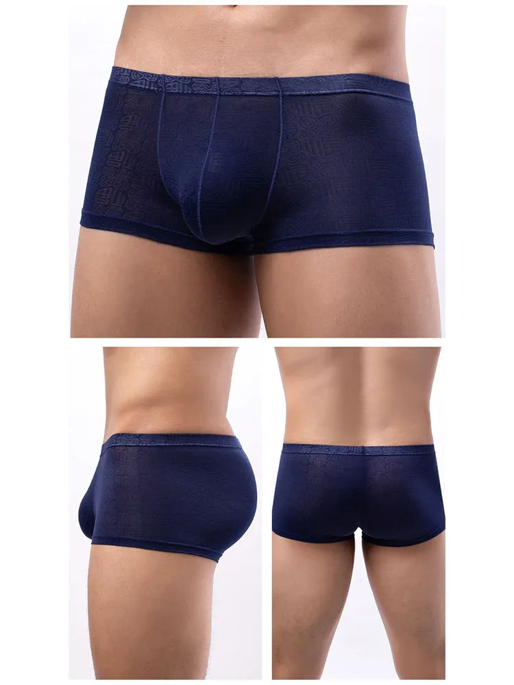 4 Pack Men's Sexy Breathable Jacquard Trunks