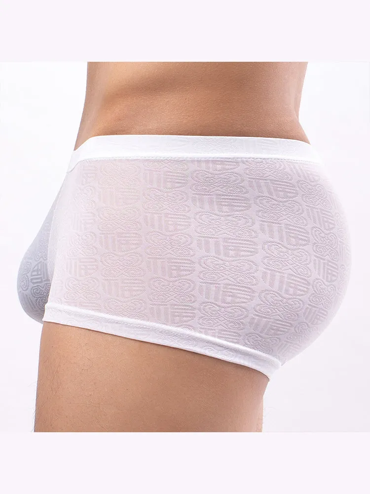 4 Pack Men's Sexy Breathable Jacquard Trunks
