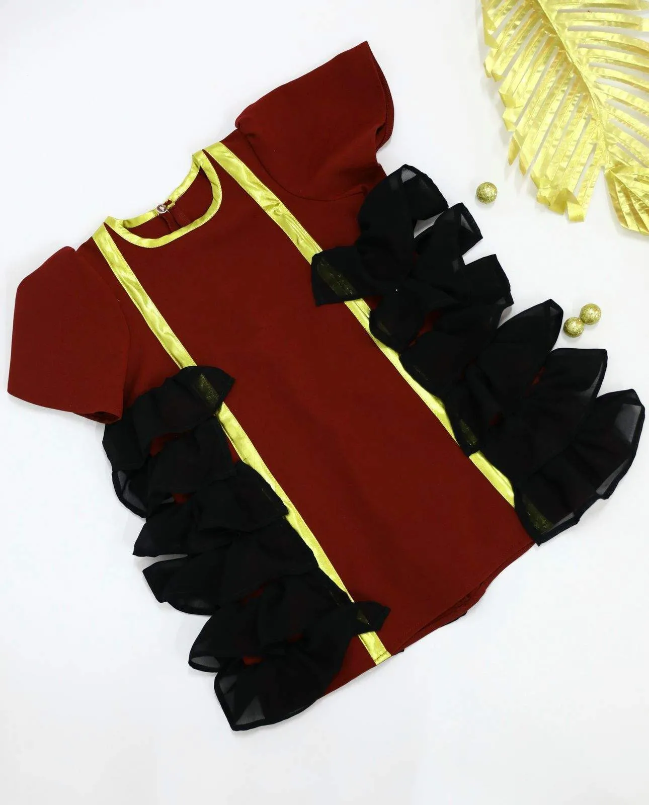 African Girls Dress Maroon Fluffy