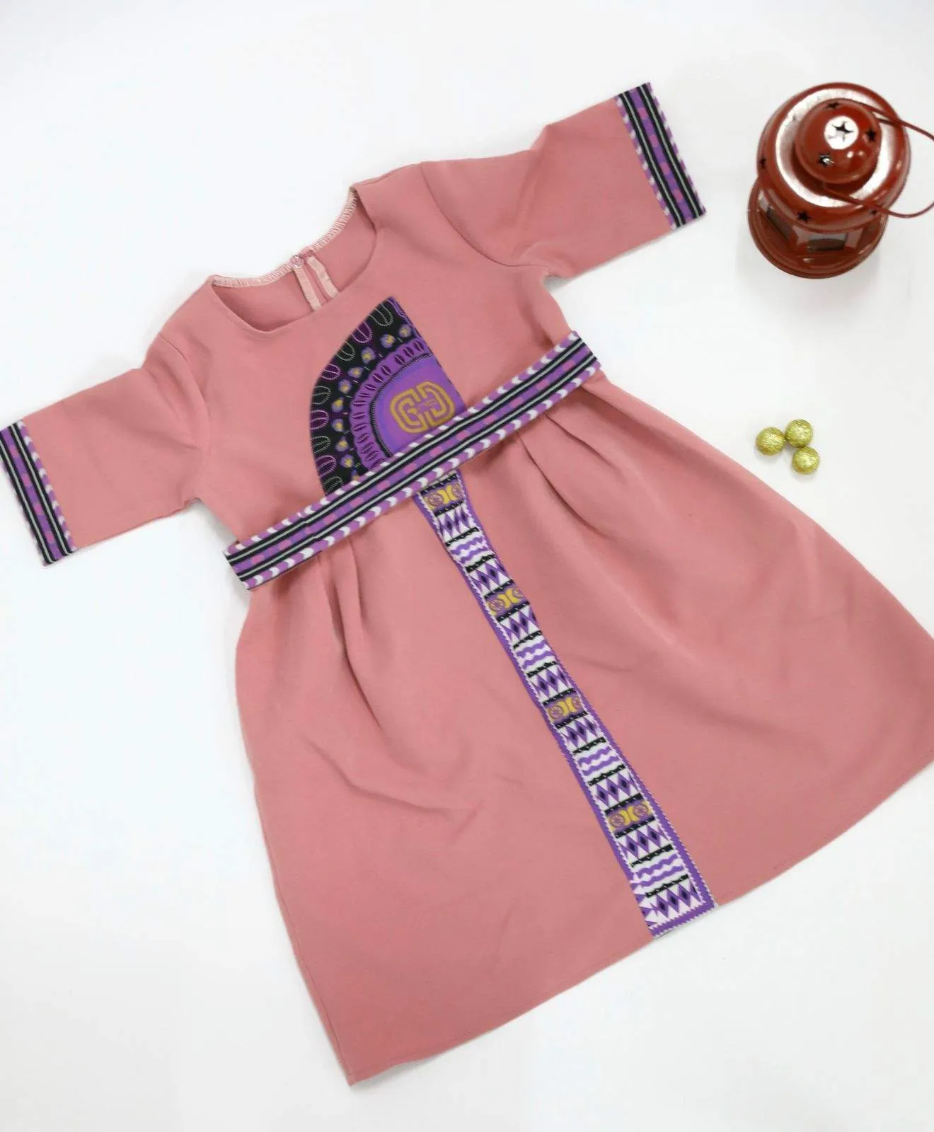 African Girls Dress Pink Dashiki