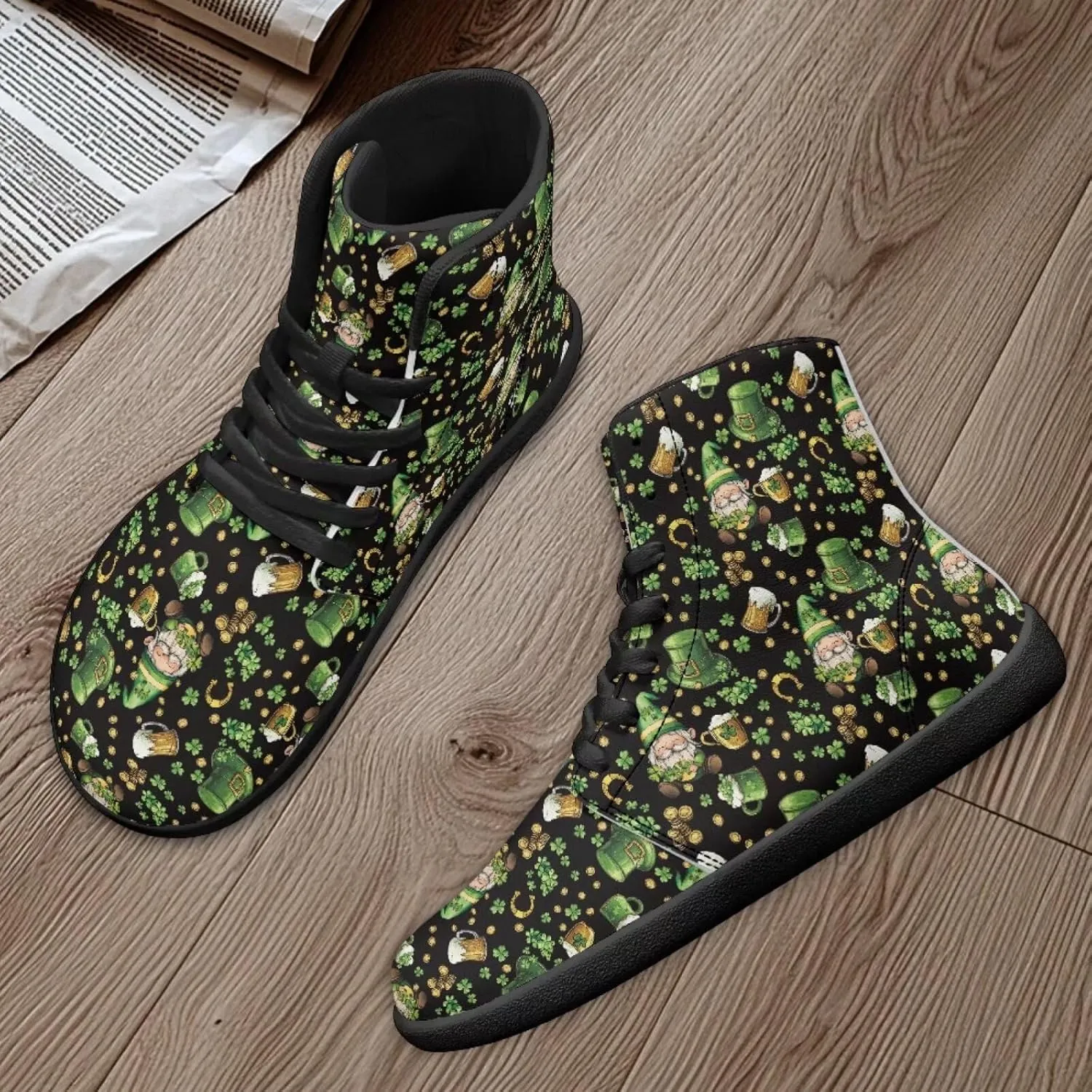 Binienty Men Wide Width Barefoot Flats Shoes Women Holiday Shoes High Top PU Zero Drop Walking Hiking Sneakers