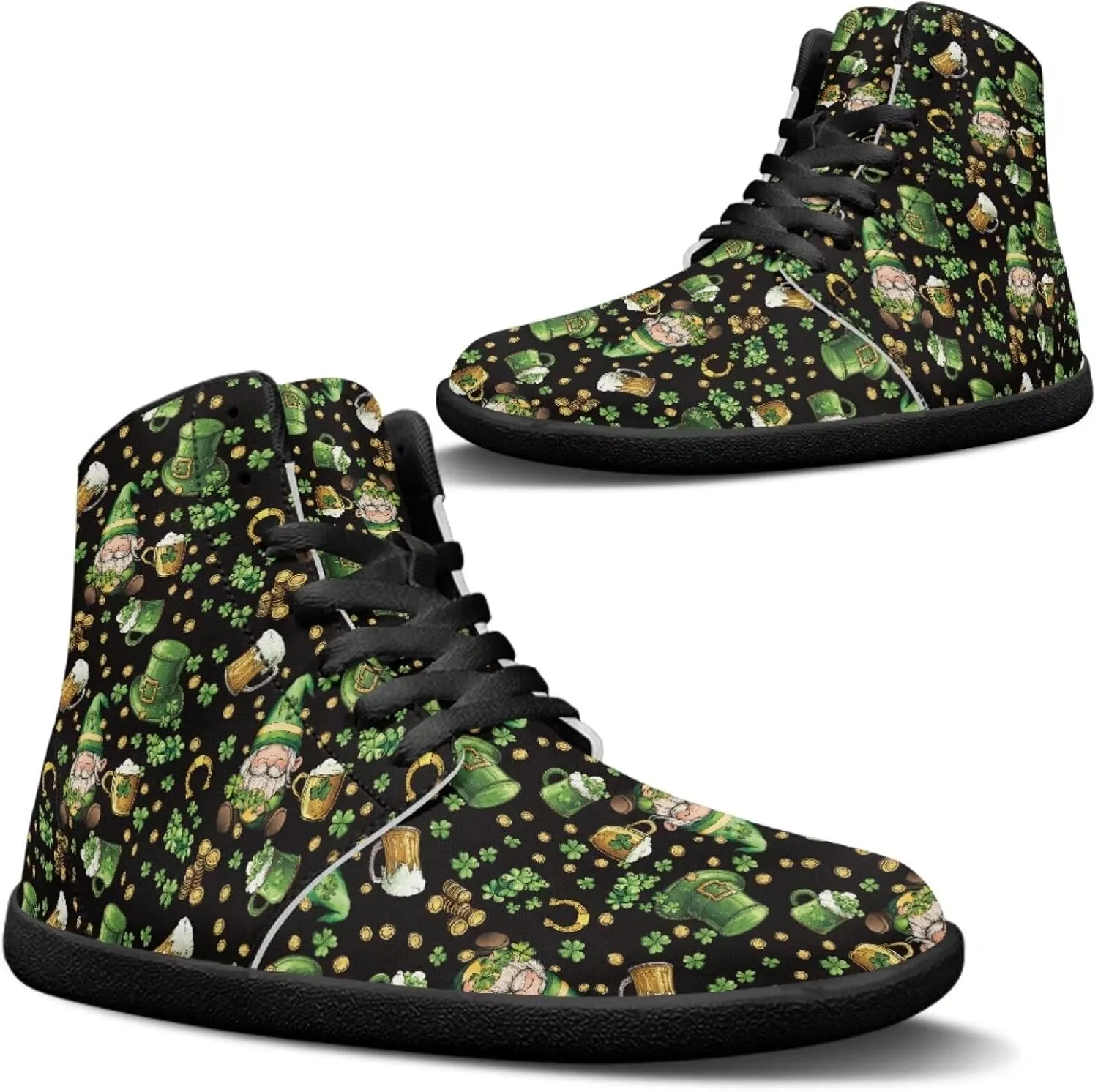 Binienty Men Wide Width Barefoot Flats Shoes Women Holiday Shoes High Top PU Zero Drop Walking Hiking Sneakers