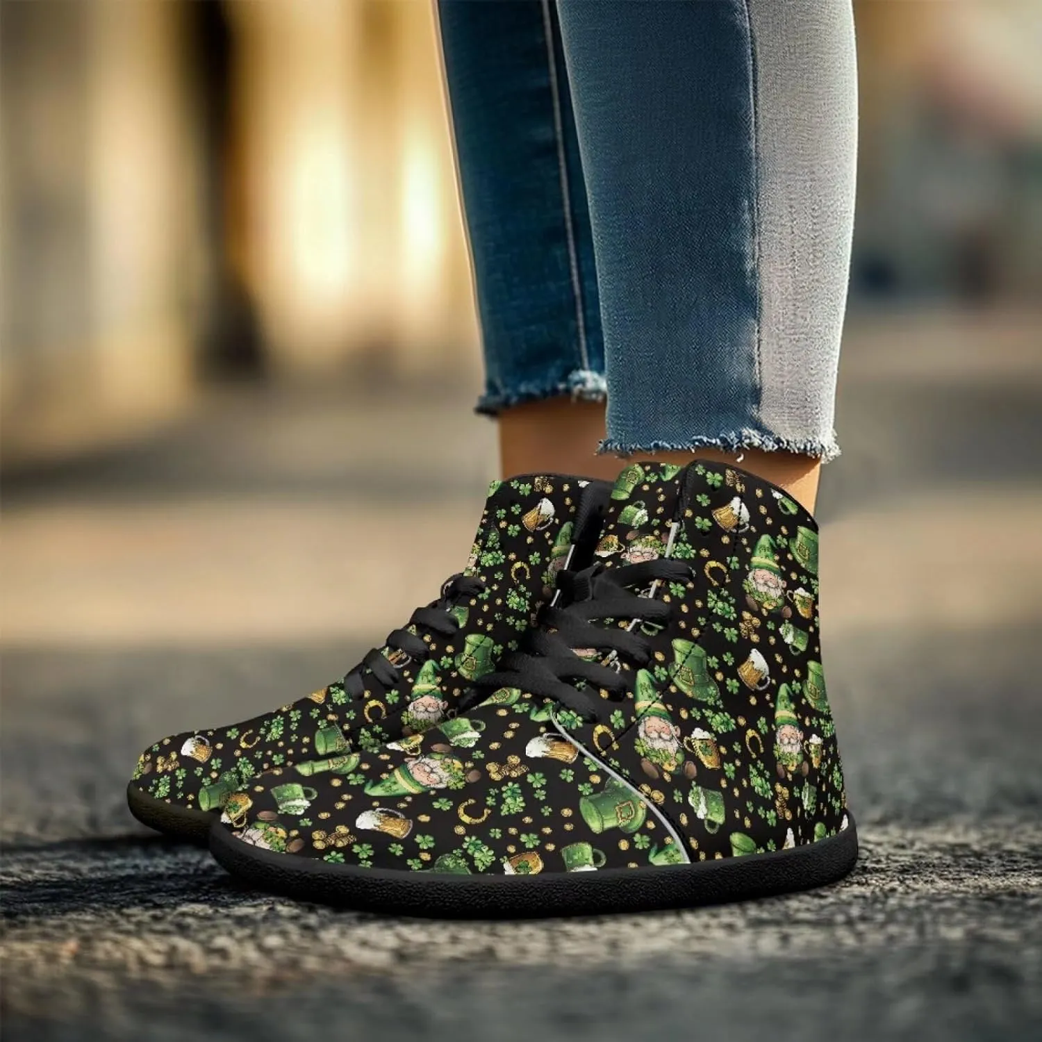 Binienty Men Wide Width Barefoot Flats Shoes Women Holiday Shoes High Top PU Zero Drop Walking Hiking Sneakers