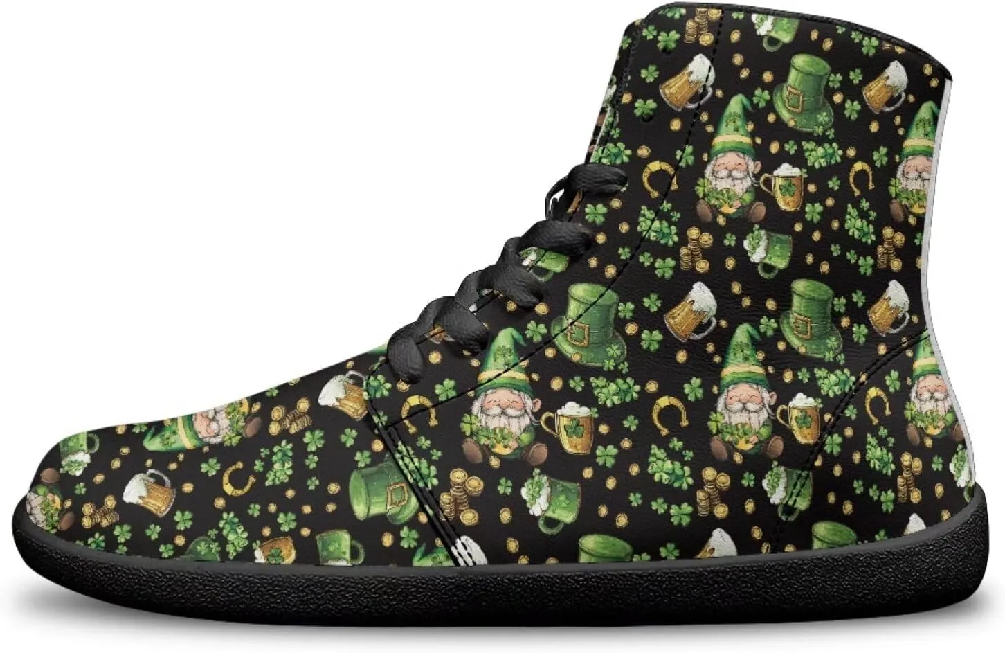 Binienty Men Wide Width Barefoot Flats Shoes Women Holiday Shoes High Top PU Zero Drop Walking Hiking Sneakers