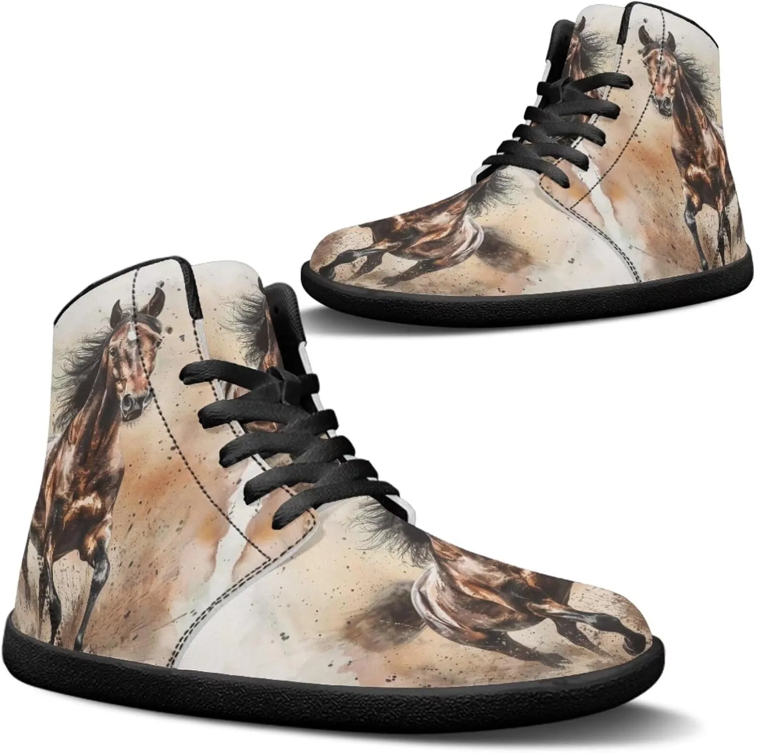 Binienty Mens Wide Width Barefoot Sneakers Classic Fashion High Tops Laces Tennis Walking Shoes Anti Slip