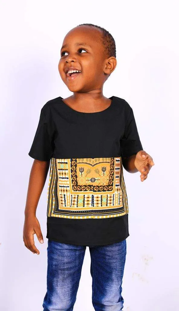 Boys African T-shirt Dashiki Orange