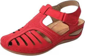 Closed Toe Sandals Women Arch Support Sandals Dressy Summer Ankle Strap Non-Slip Hollow Out Wedge Sandal Beach Shoes