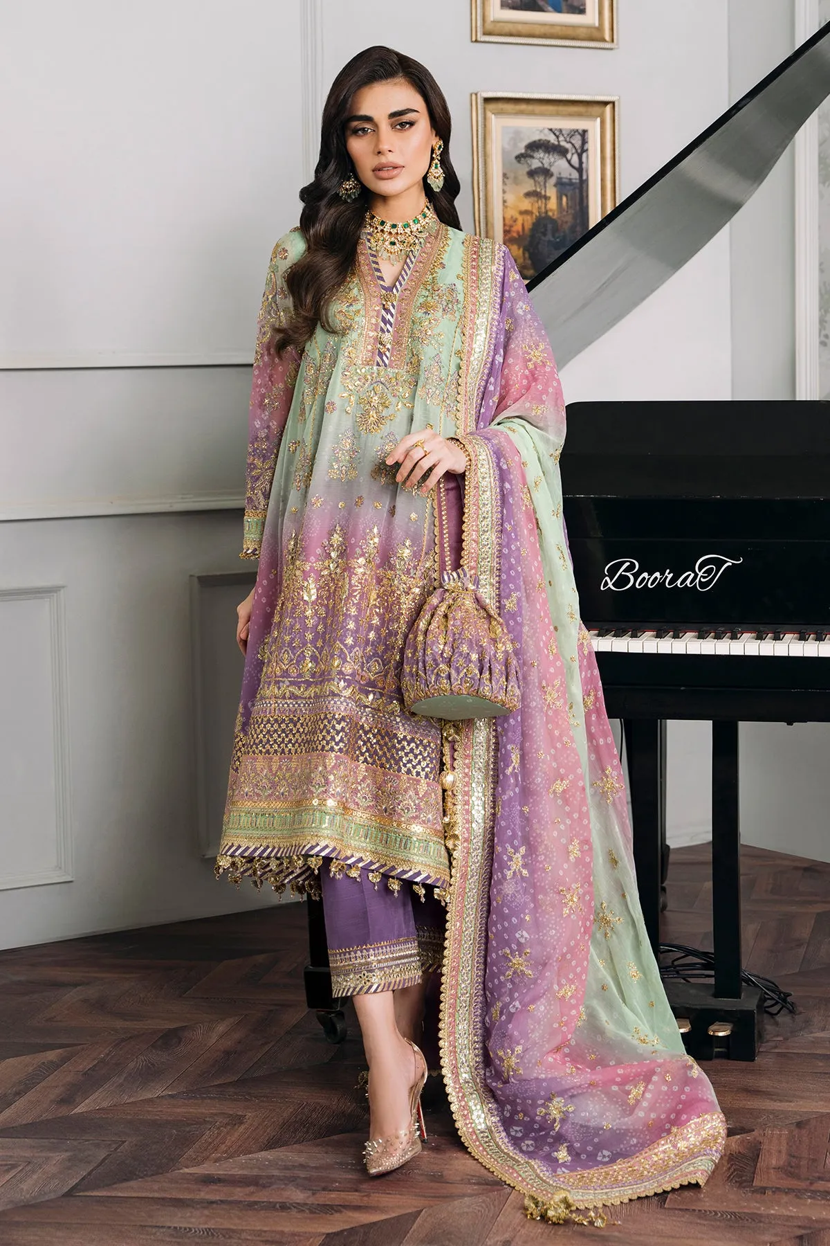 EMBROIDERED CHIFFON CH12-08 STITCHED