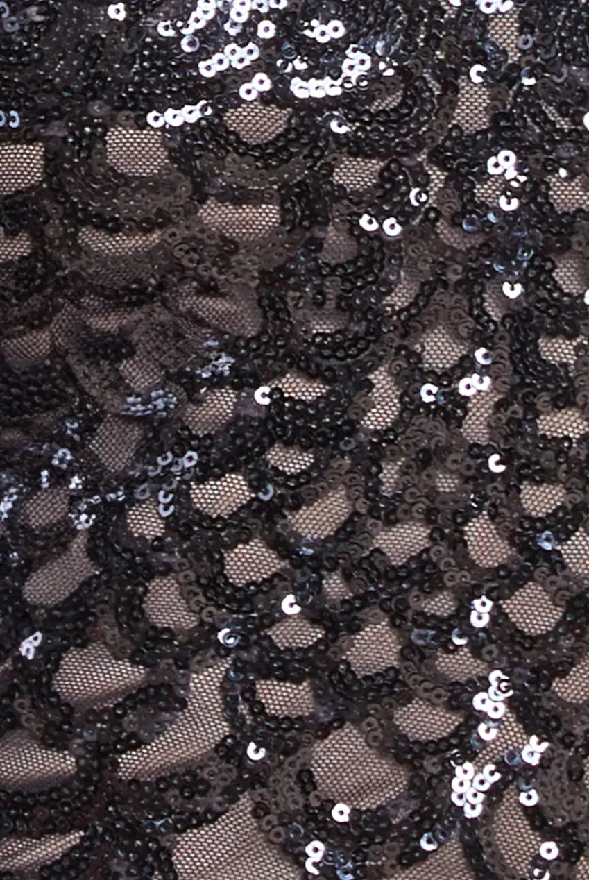 Goddiva Diamante Strap Fish Scale Sequin Maxi Dress