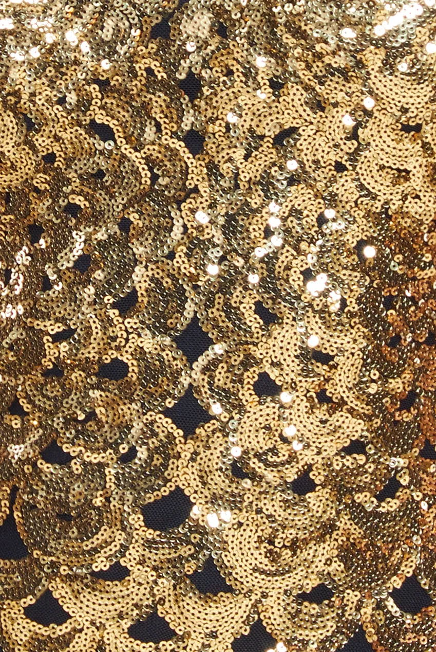 Goddiva Diamante Strap Fish Scale Sequin Maxi Dress