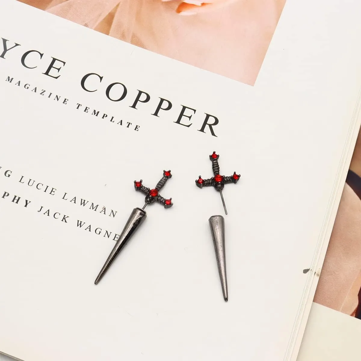 Gothic Dagger Sword Stud Earrings for Women Men,Cool Cross Earrings Hiphop Earrings Black Cubic Zirconia punk Dagger Earrings Jewelry Gifts