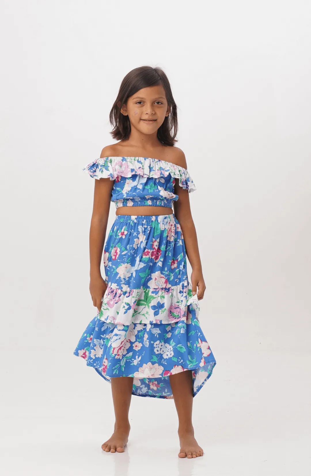 Kunyit Top in Blue White Floral
