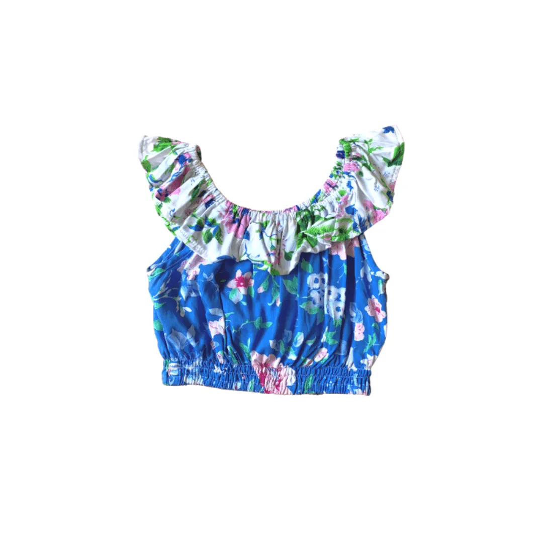 Kunyit Top in Blue White Floral
