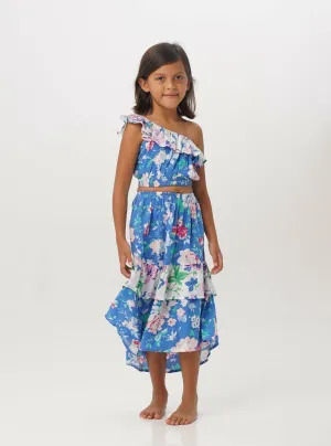 Kunyit Top in Blue White Floral