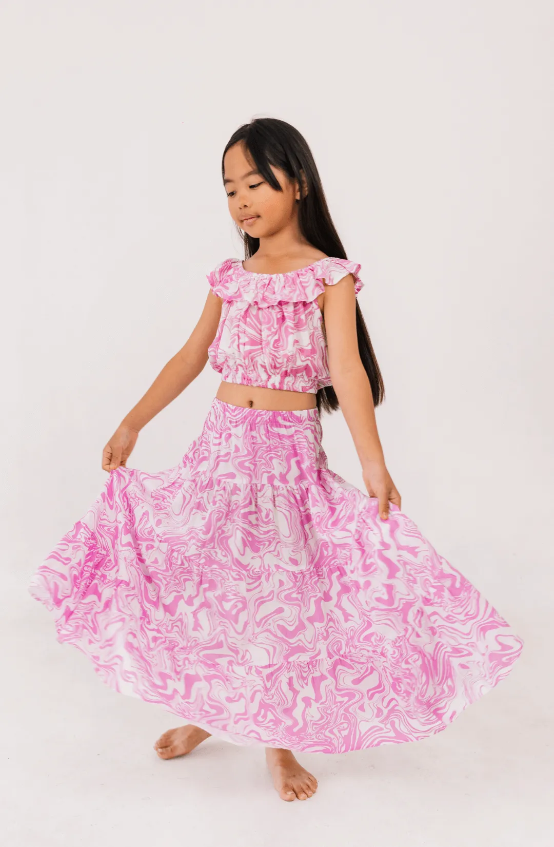 Kunyit Top in Pink Swirl