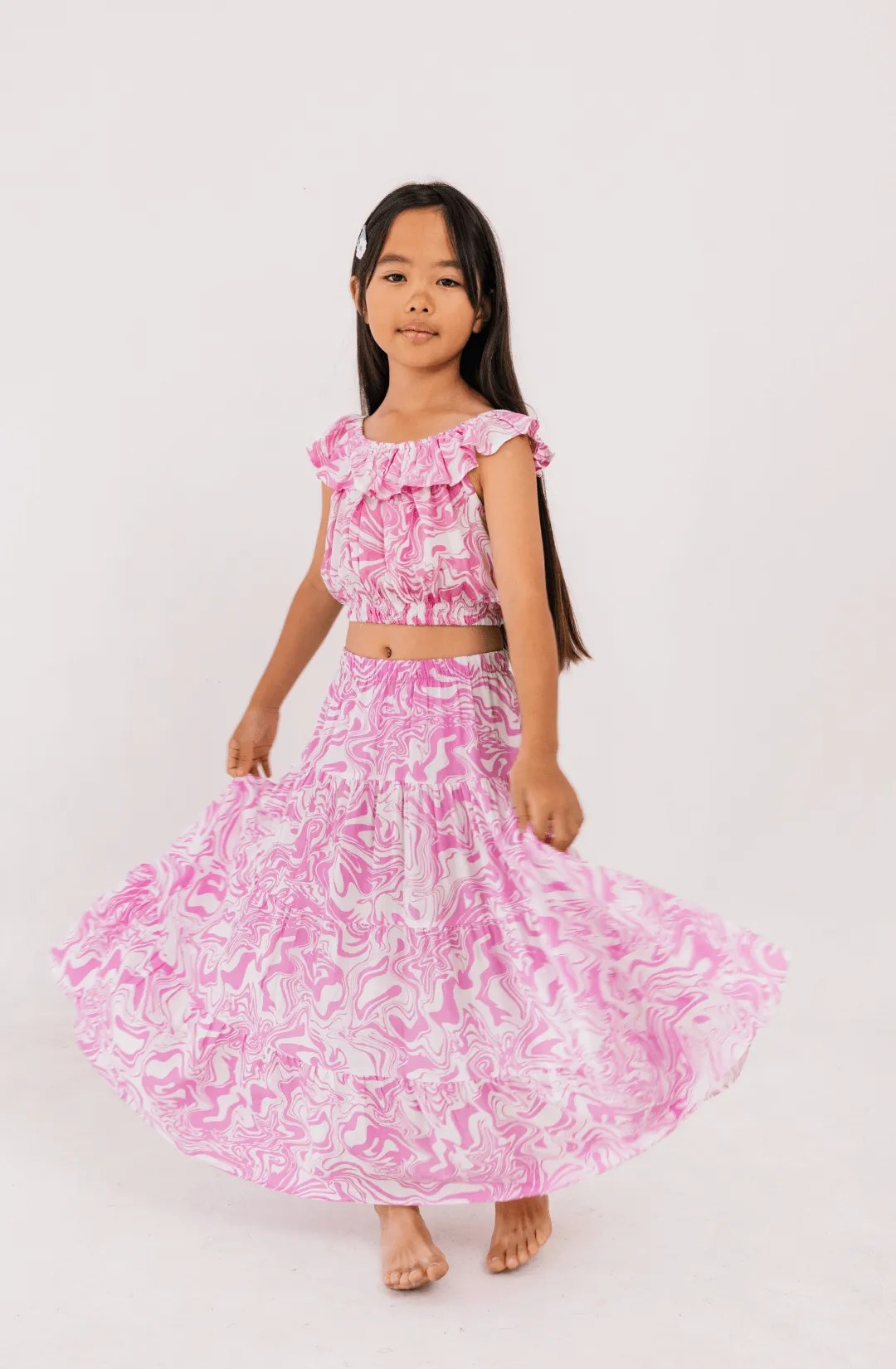 Kunyit Top in Pink Swirl
