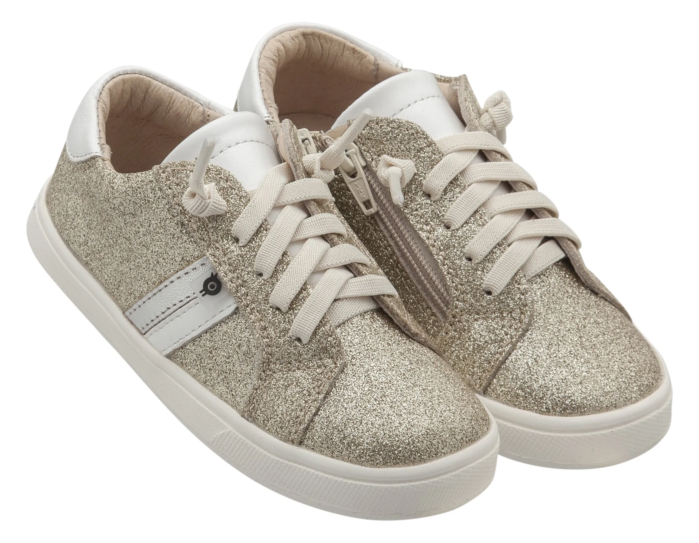 Old Soles Girl's Glambo Leather Sneakers, Glam Gold/Snow/Silver/Gold
