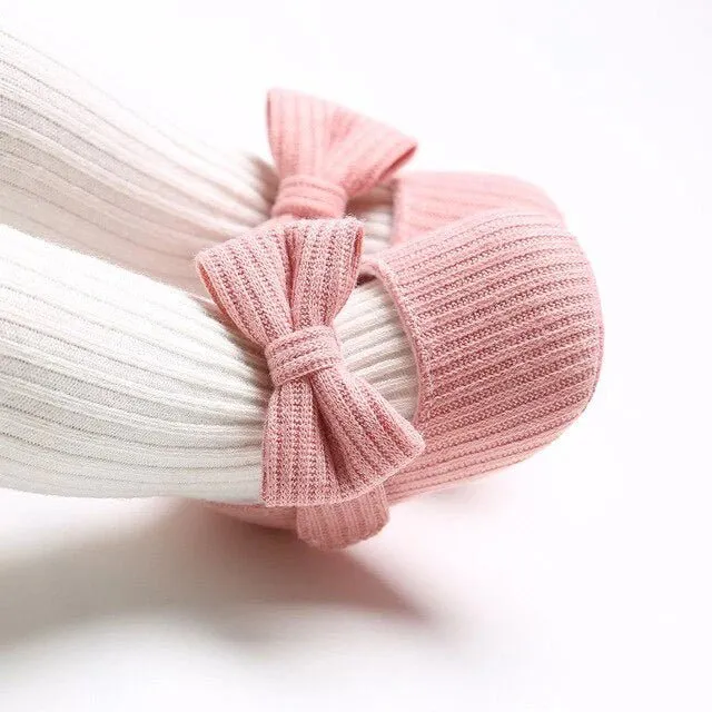 Pink Solid Bow Baby Shoes