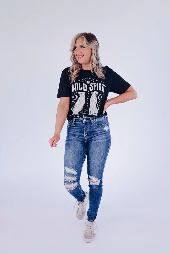 "Wild Spirit" Cheetah Graphic Tee - Black