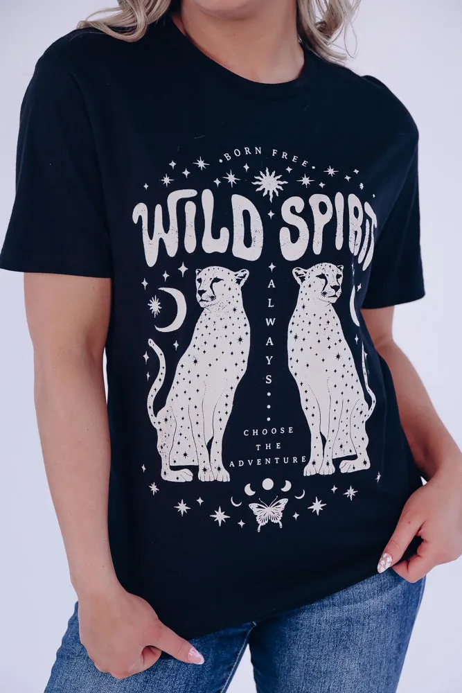 "Wild Spirit" Cheetah Graphic Tee - Black