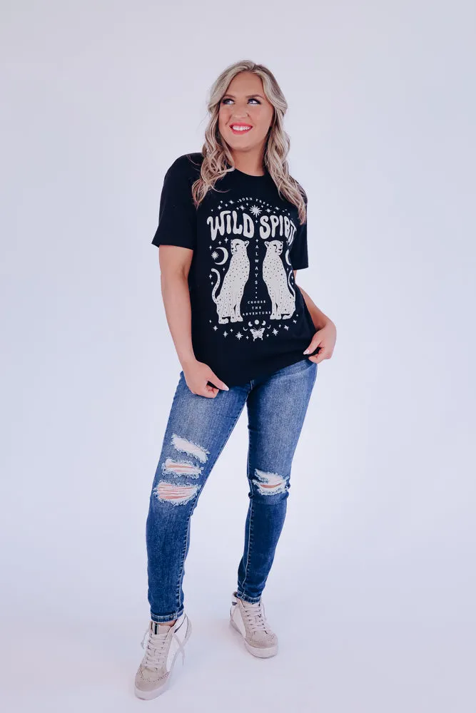"Wild Spirit" Cheetah Graphic Tee - Black