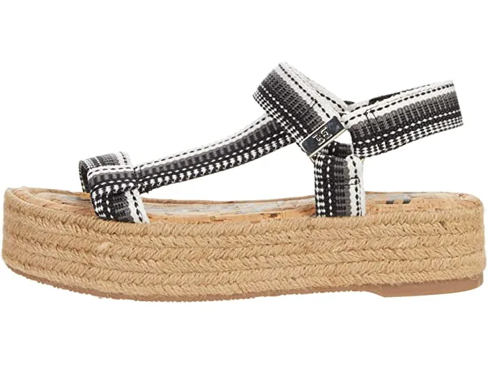Sam Edelman Artica Black White Woven Flatform Wedge Platform Espadrilles Sandal