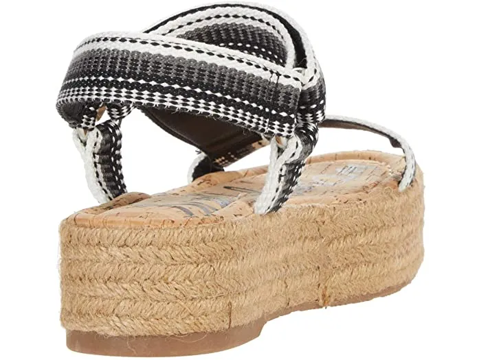 Sam Edelman Artica Black White Woven Flatform Wedge Platform Espadrilles Sandal