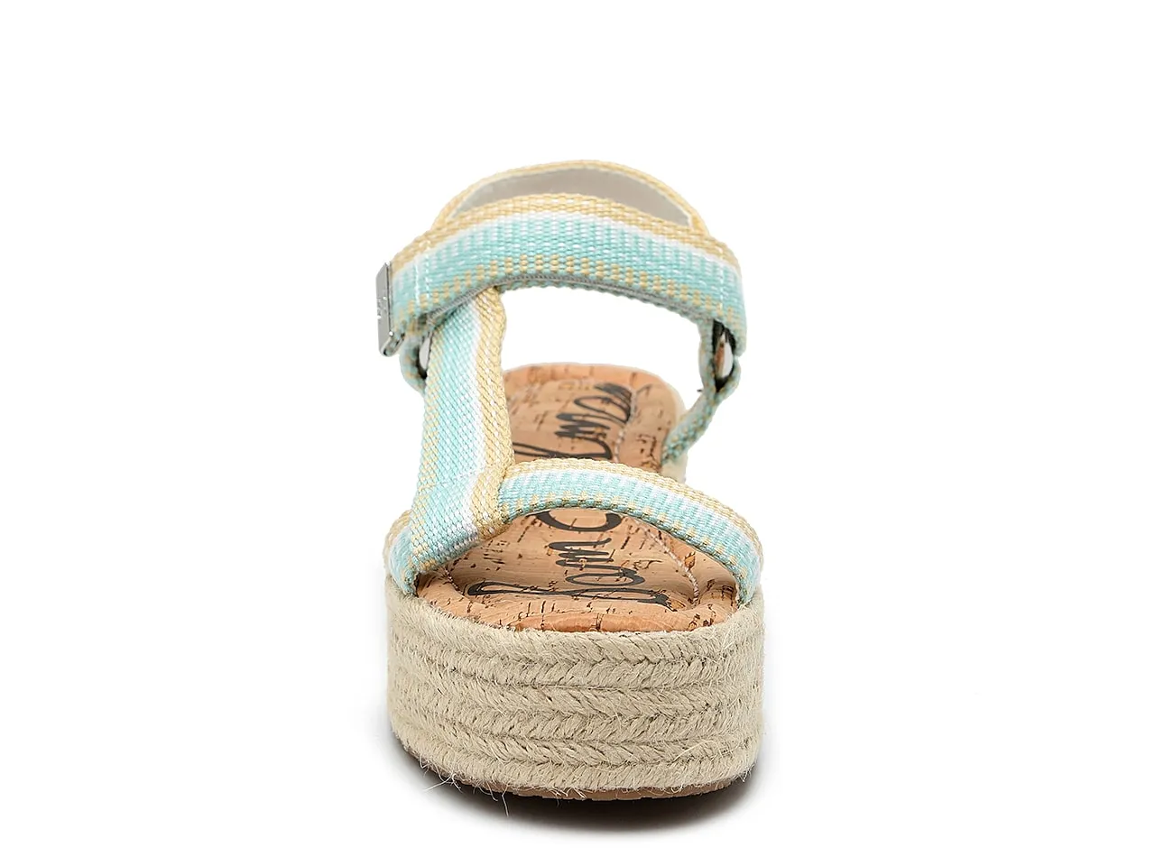 Sam Edelman Artica Woven Flatform Espadrilles Sandal Aqua Blue Wedge Platforms