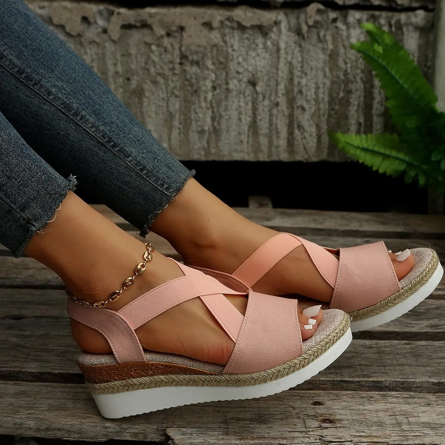 Sandals for Women 2025 Fashion Platform Sandals Espadrilles Wedges Dressy Summer Sandals Ankle Strap Slip On Sandals