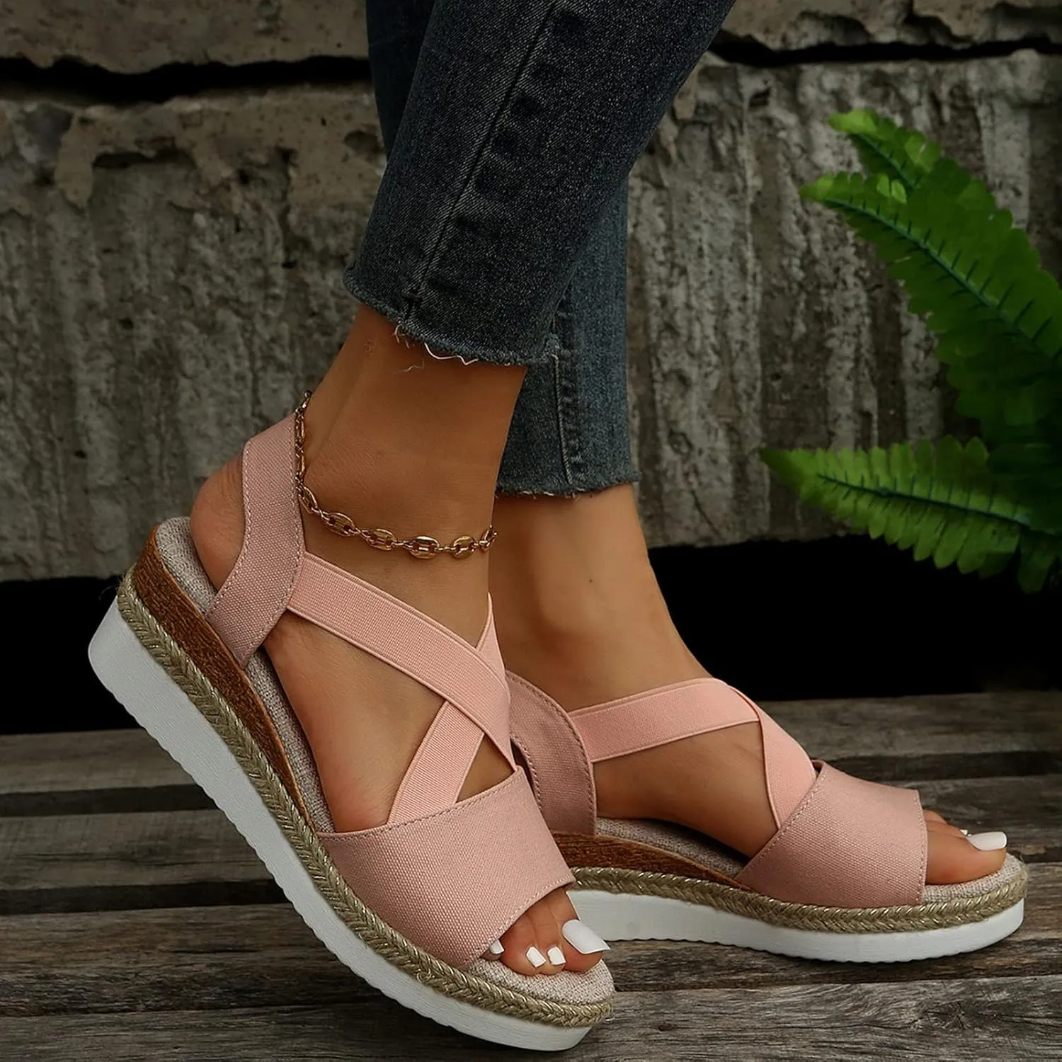 Sandals for Women 2025 Fashion Platform Sandals Espadrilles Wedges Dressy Summer Sandals Ankle Strap Slip On Sandals