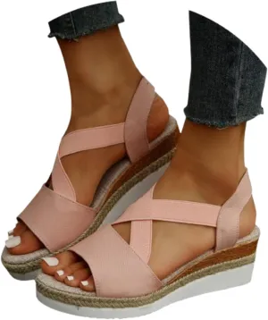Sandals for Women 2025 Fashion Platform Sandals Espadrilles Wedges Dressy Summer Sandals Ankle Strap Slip On Sandals
