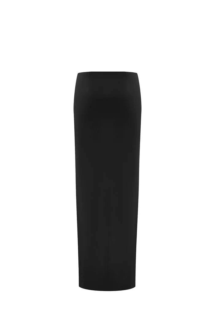 Satin maxi skirt with a side slit