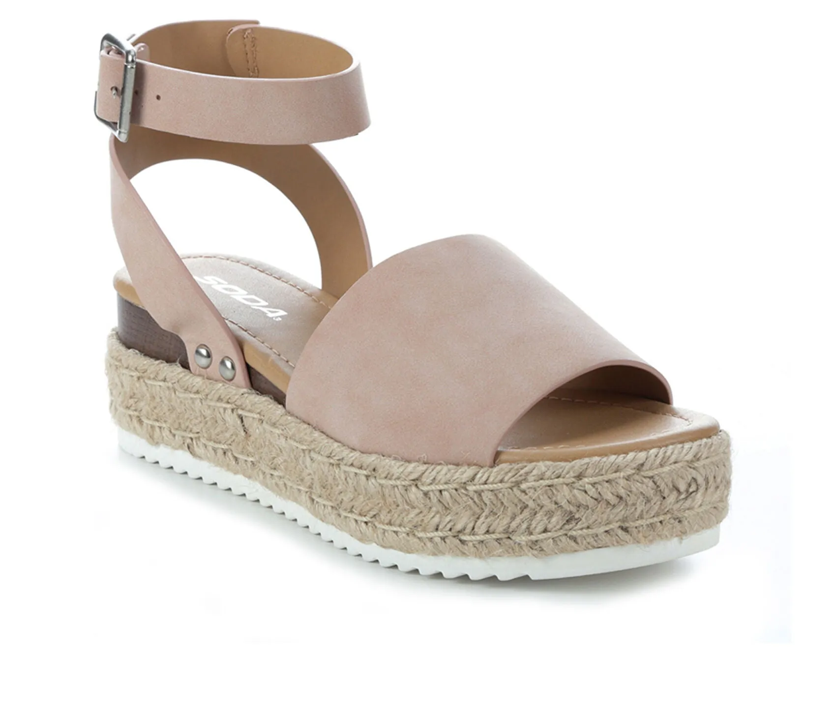Soda Topic Open Toe Buckle Ankle Strap Espadrilles Flatform Wedge Casual Sandal DUSTY MAUVE