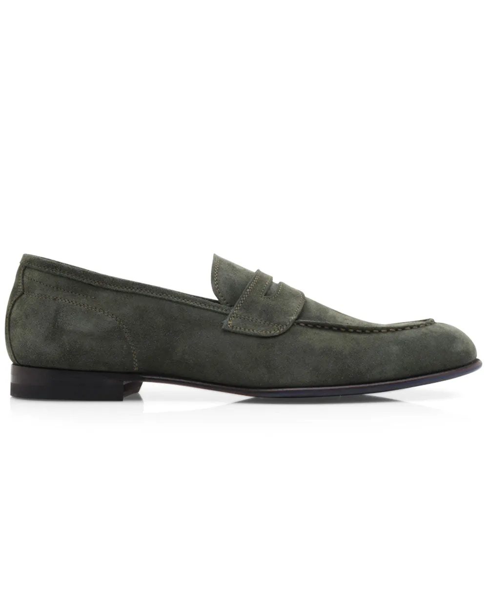 Suede Selva Agata Penny Loafer in Forest Green