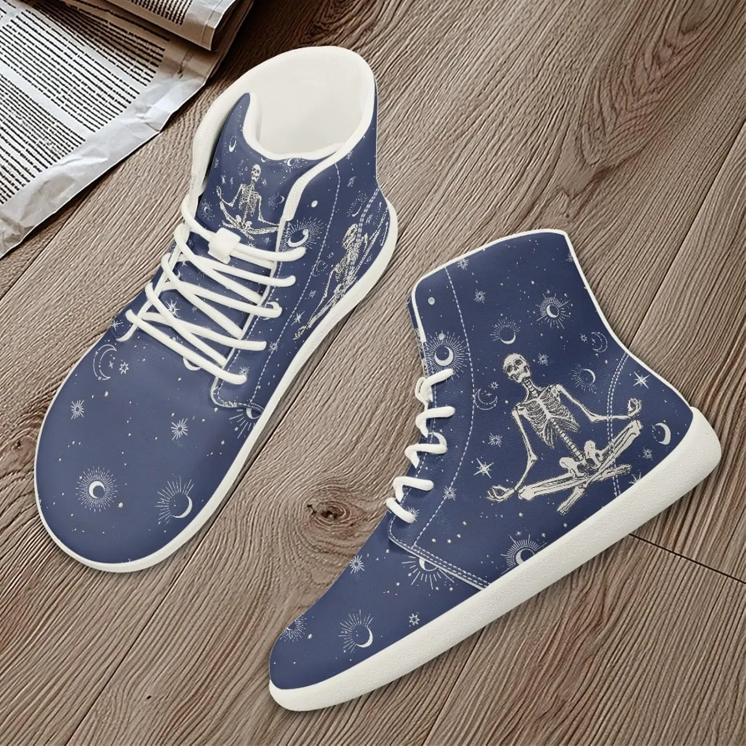 Women's Barefoot Shoes Men's Waterproof High Top Walking Shoes Wide Toe Box Zero Drop Hiking Sneakers