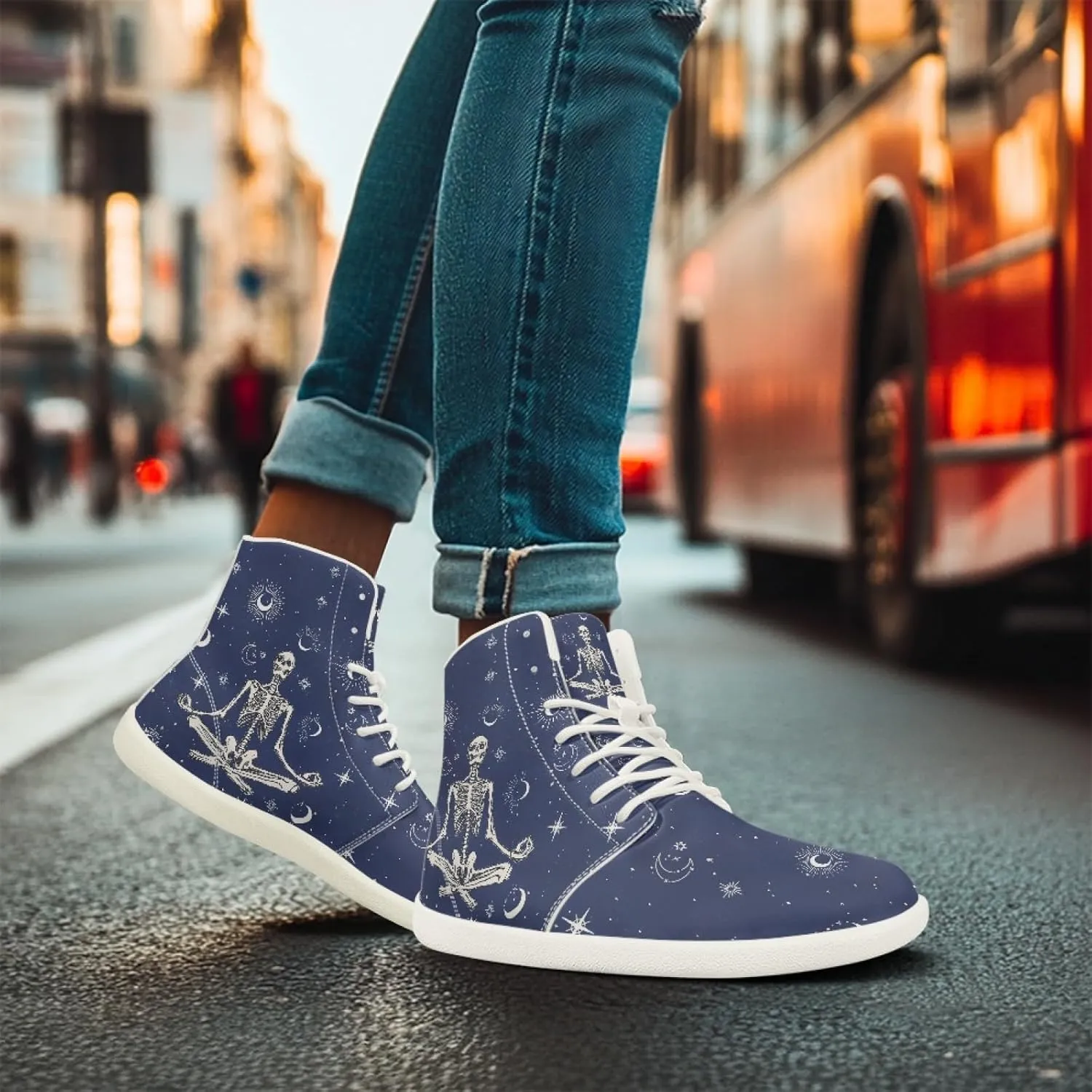 Women's Barefoot Shoes Men's Waterproof High Top Walking Shoes Wide Toe Box Zero Drop Hiking Sneakers