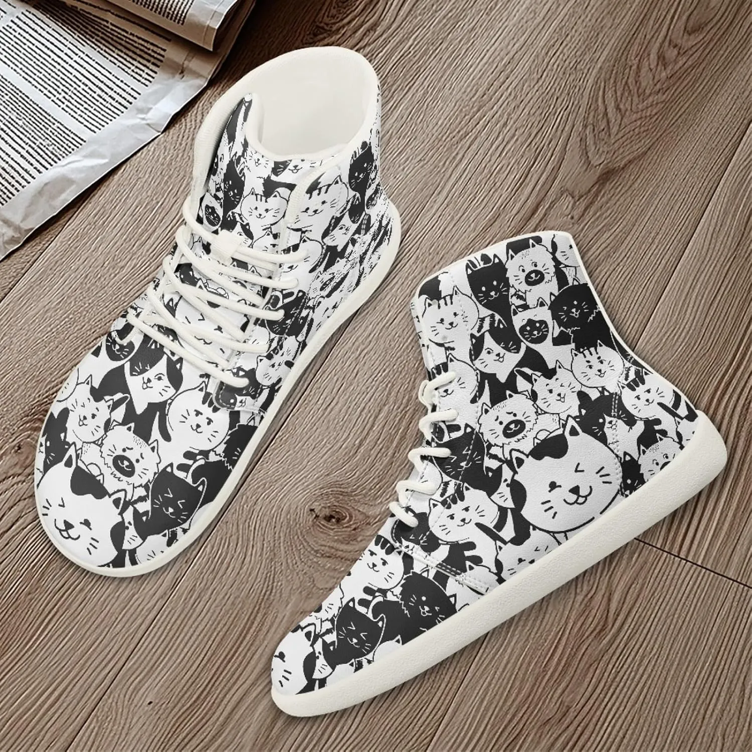 Women's Barefoot Shoes Men's Waterproof High Top Walking Shoes Wide Toe Box Zero Drop Hiking Sneakers